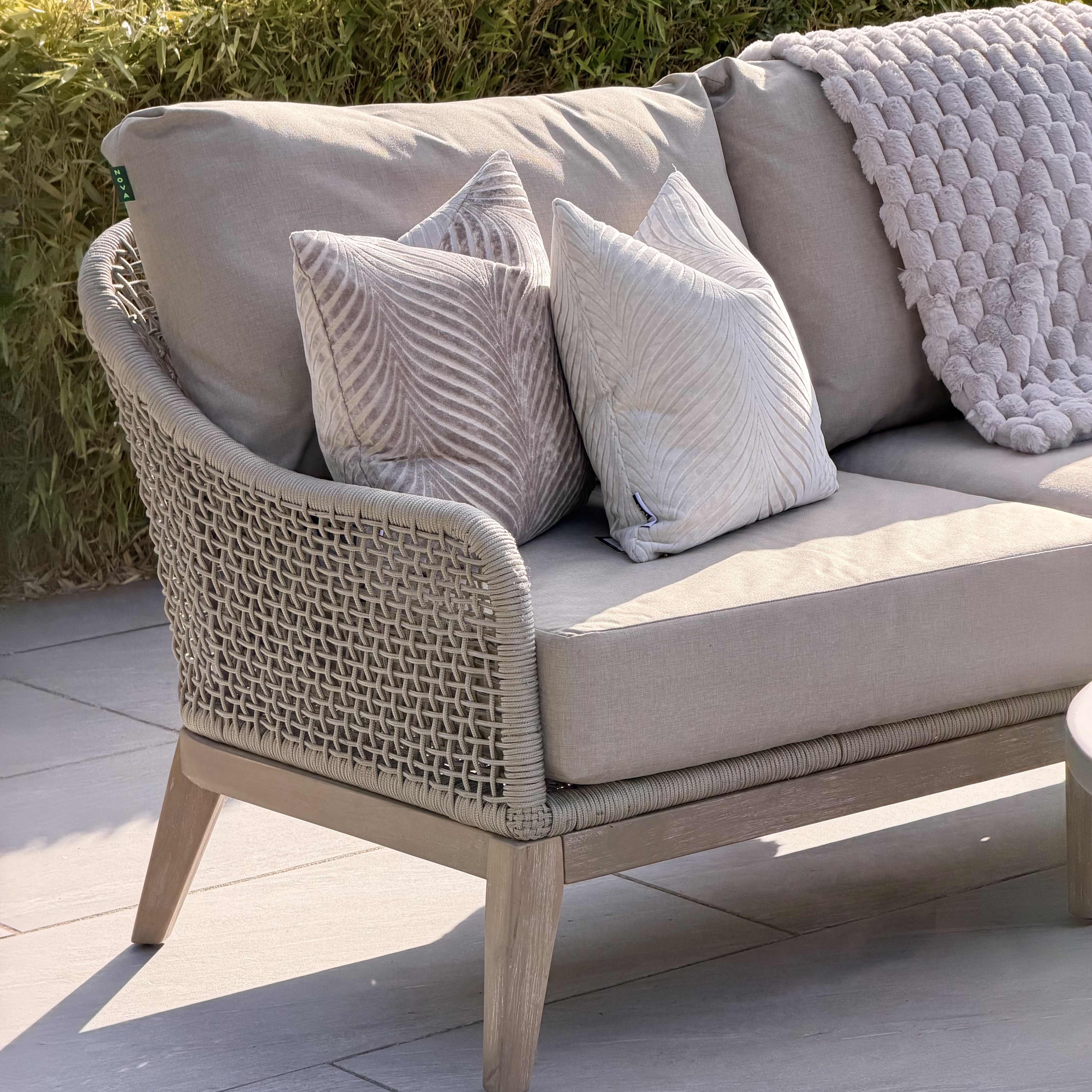 Nova - Summer Corner Sofa Set with Round Coffee Table & Side Table - Beige